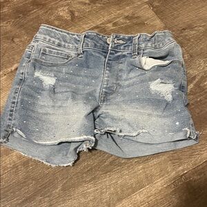 Vanilla Star Light Blue Distressed Denim Shorts with Studs